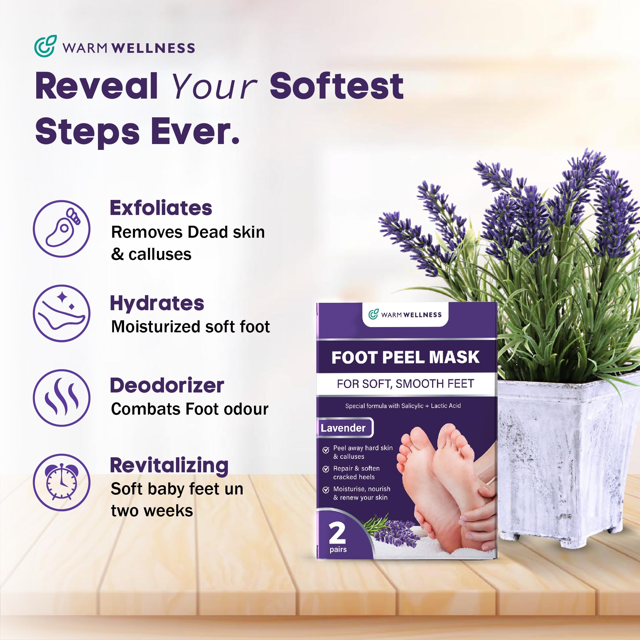 WARMWELLNESS lavender-booties ready for soothing dry, cracked feet