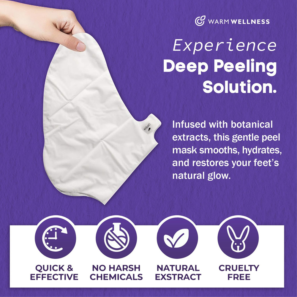 WARMWELLNESS lavender-foot-mask closeup highlighting gentle exfoliation