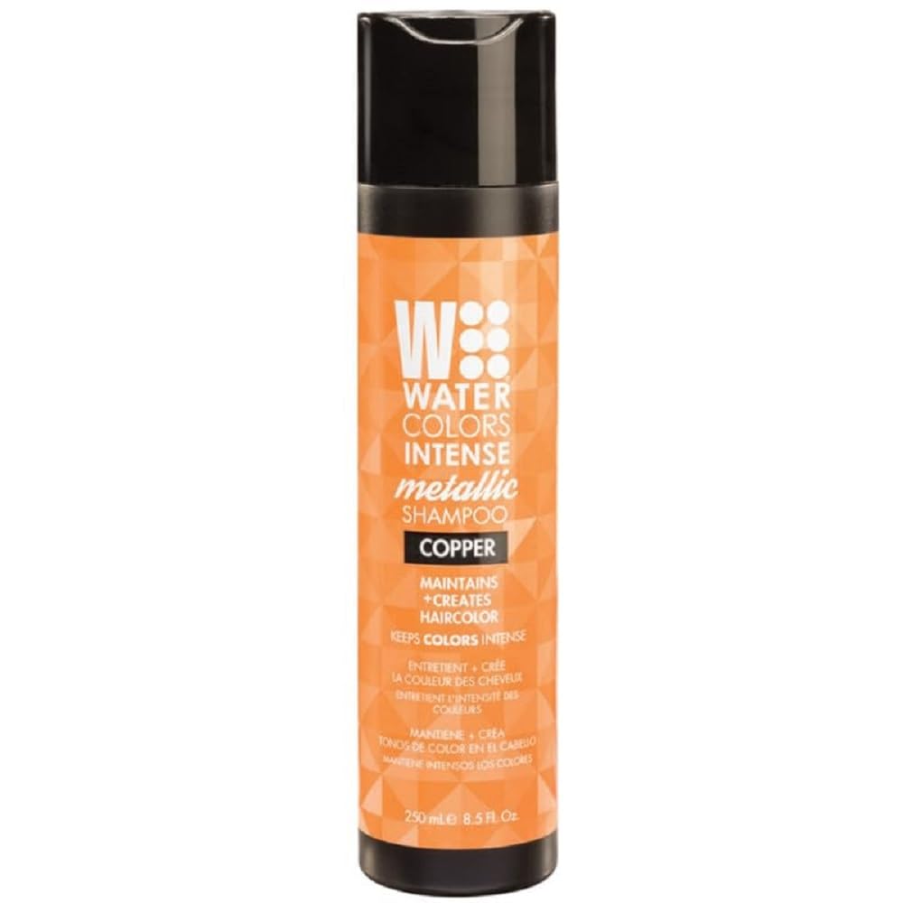 Watercolors Copper shampoo bottle demonstrating color maintenance and easy application.