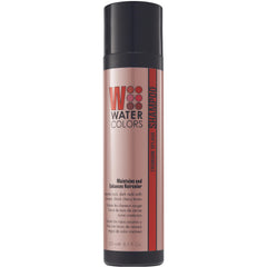 Watercolors Crimson Splash shampoo bottle demonstrates color maintenance.