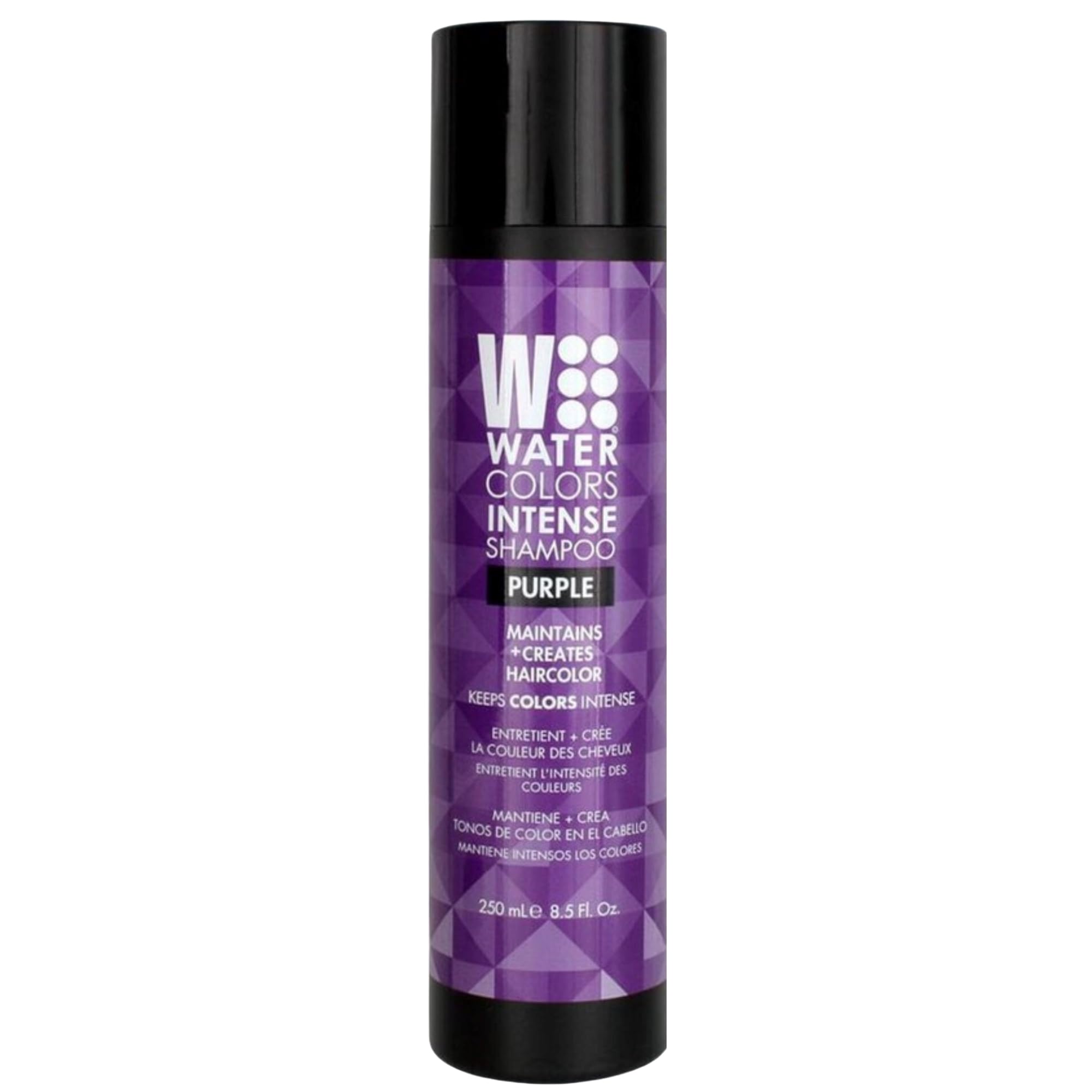 Watercolors intense color depositing shampoo purple bottle for vibrant color refresh.
