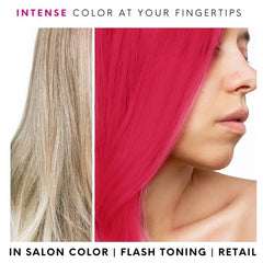 Watercolors pink hair after wash shows a glossy, on-tone finish.