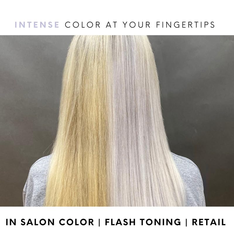 Watercolors Silver direct-dye pigment reveals bold metallic shade without harsh chemicals.