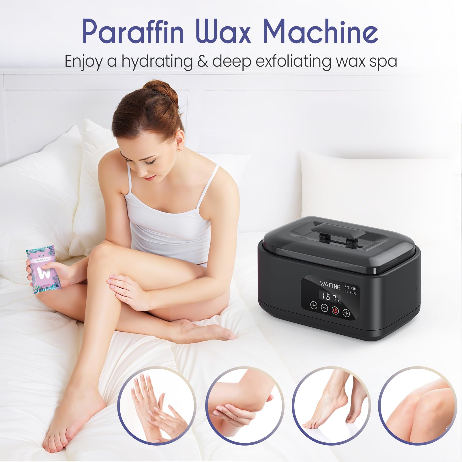 Wattne included brush, spoon, and grid support clean waxing sessions