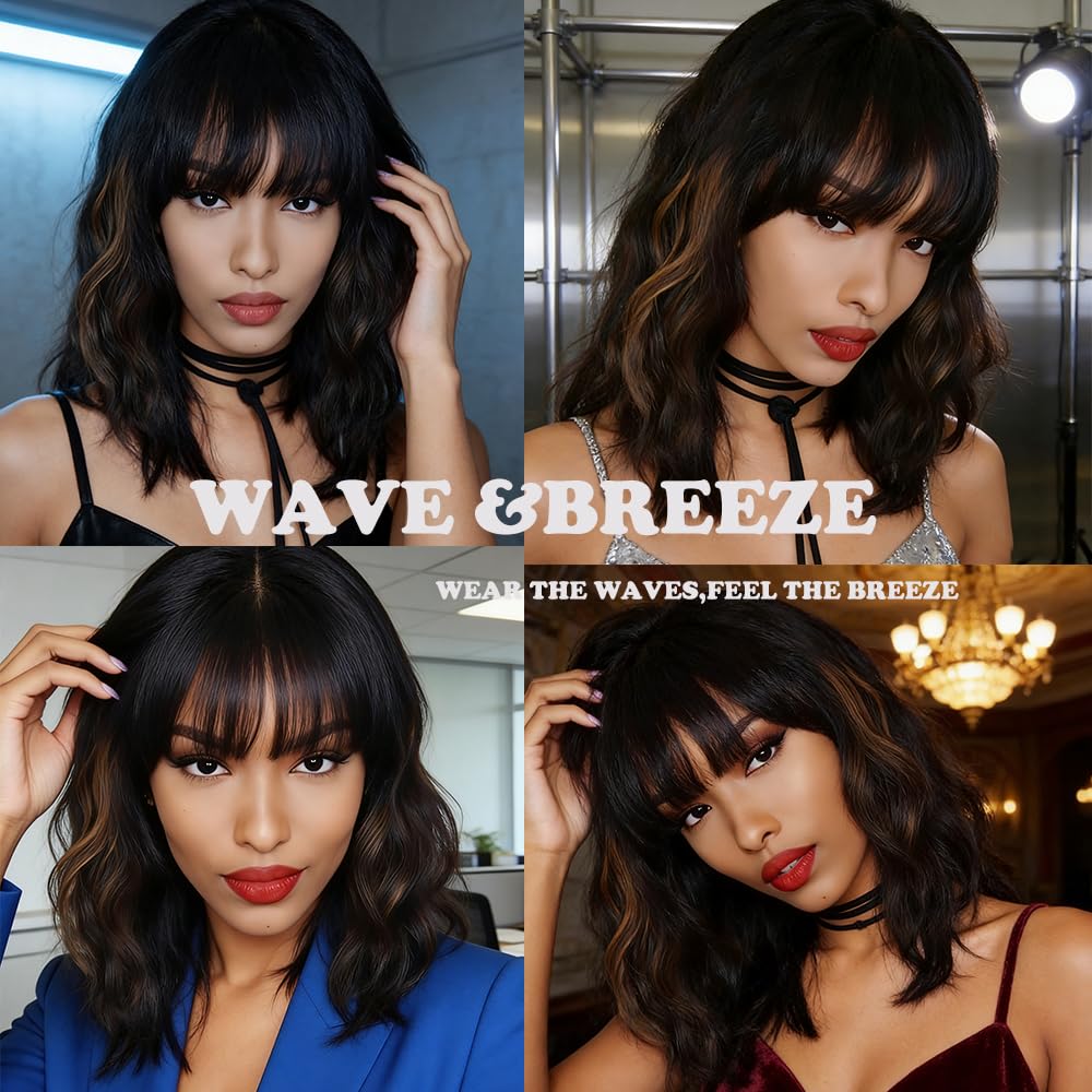 WAVE&BREEZE 14-inch curly wig with upgraded simulated scalp for realistic look