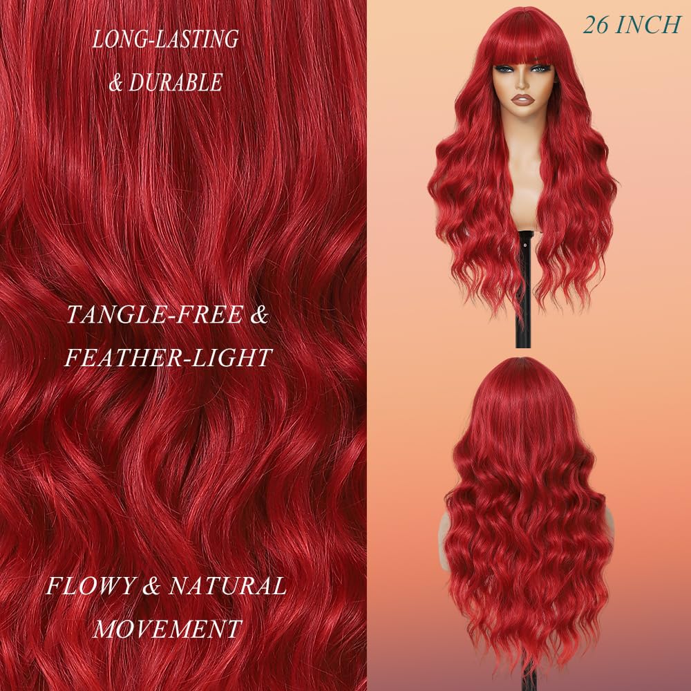 WAVE&BREEZE daily-wear look with red wig for easy, beginner-friendly styling.