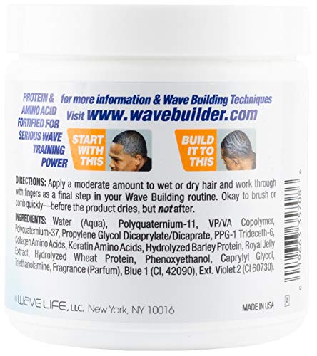 Wavebuilder Spin'n Classic jar front highlighting original formula with extra hold for coarse textures.