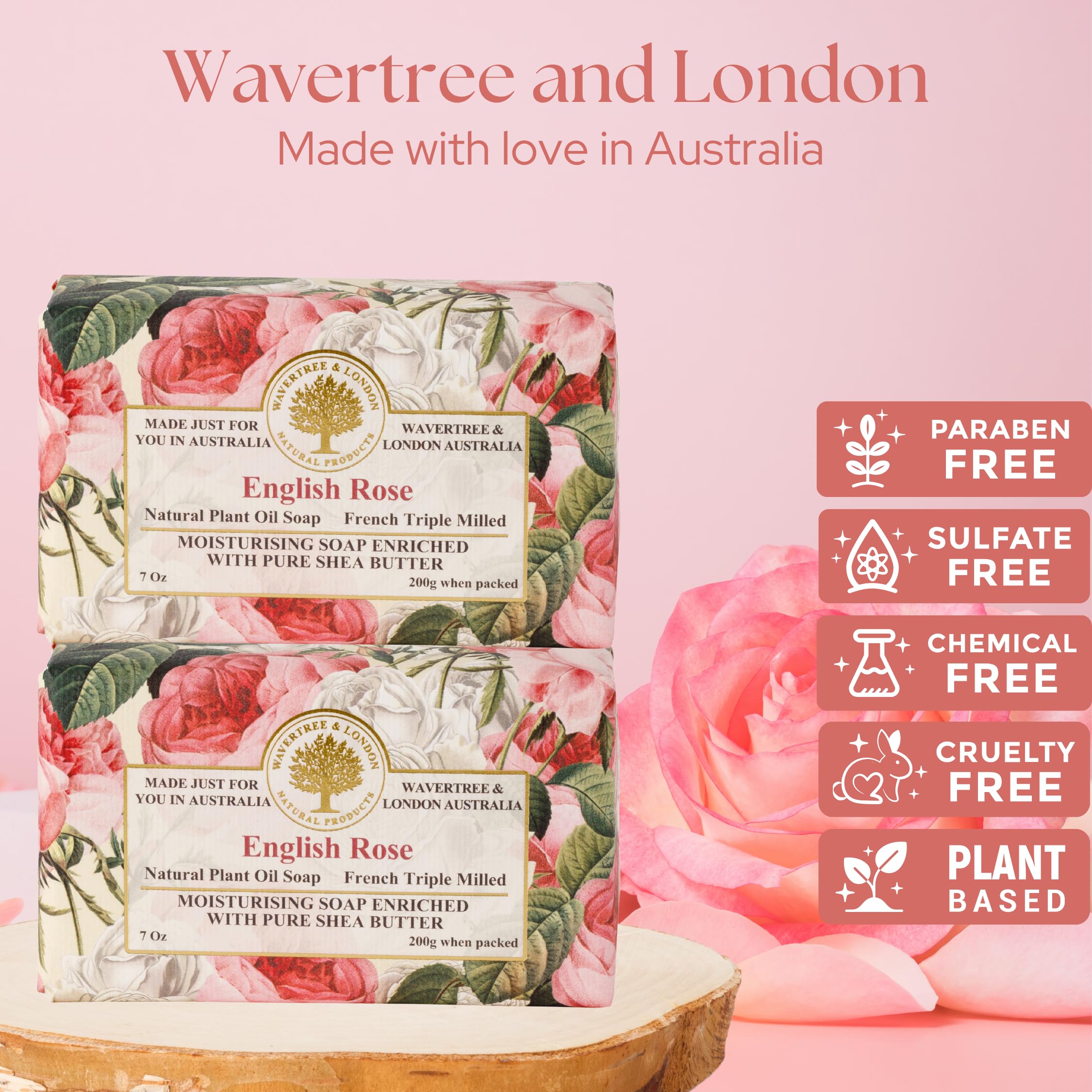 Wavertree & London English Rose soap bar lather delivers creamy, moisturizing cleanse