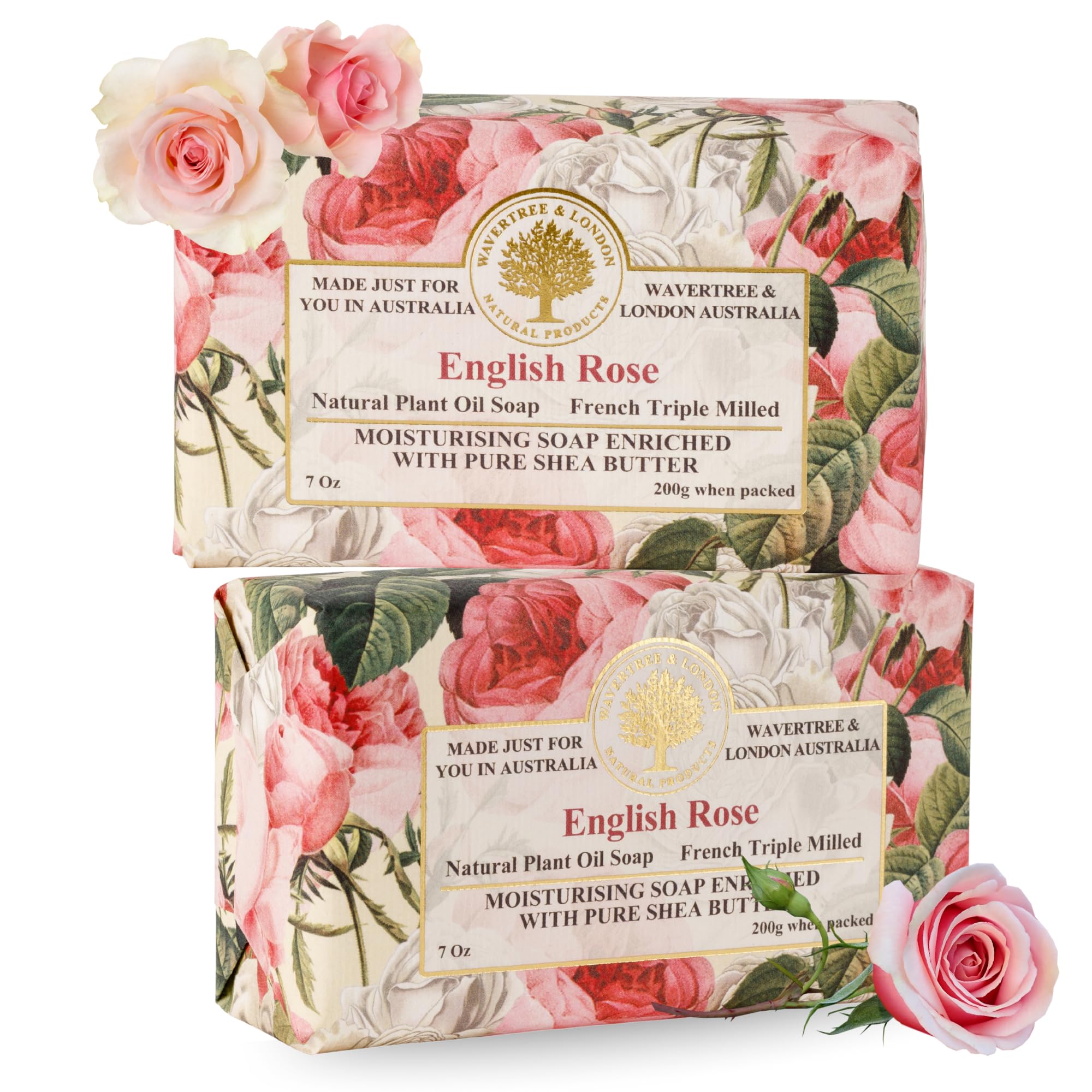 Wavertree & London English Rose soap bar pour creates a lingering floral mood for shower time
