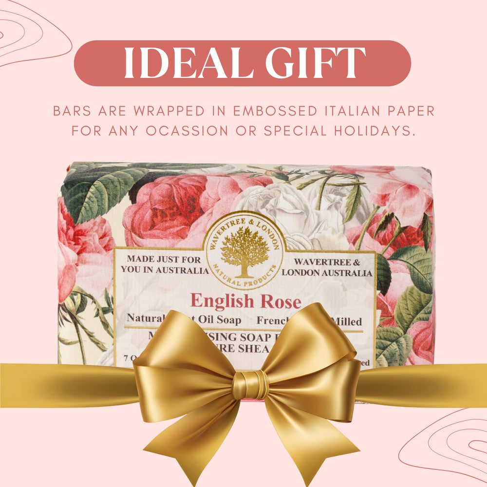 Wavertree & London English Rose soap bar two-bars emphasizes 2-pack value for gifting