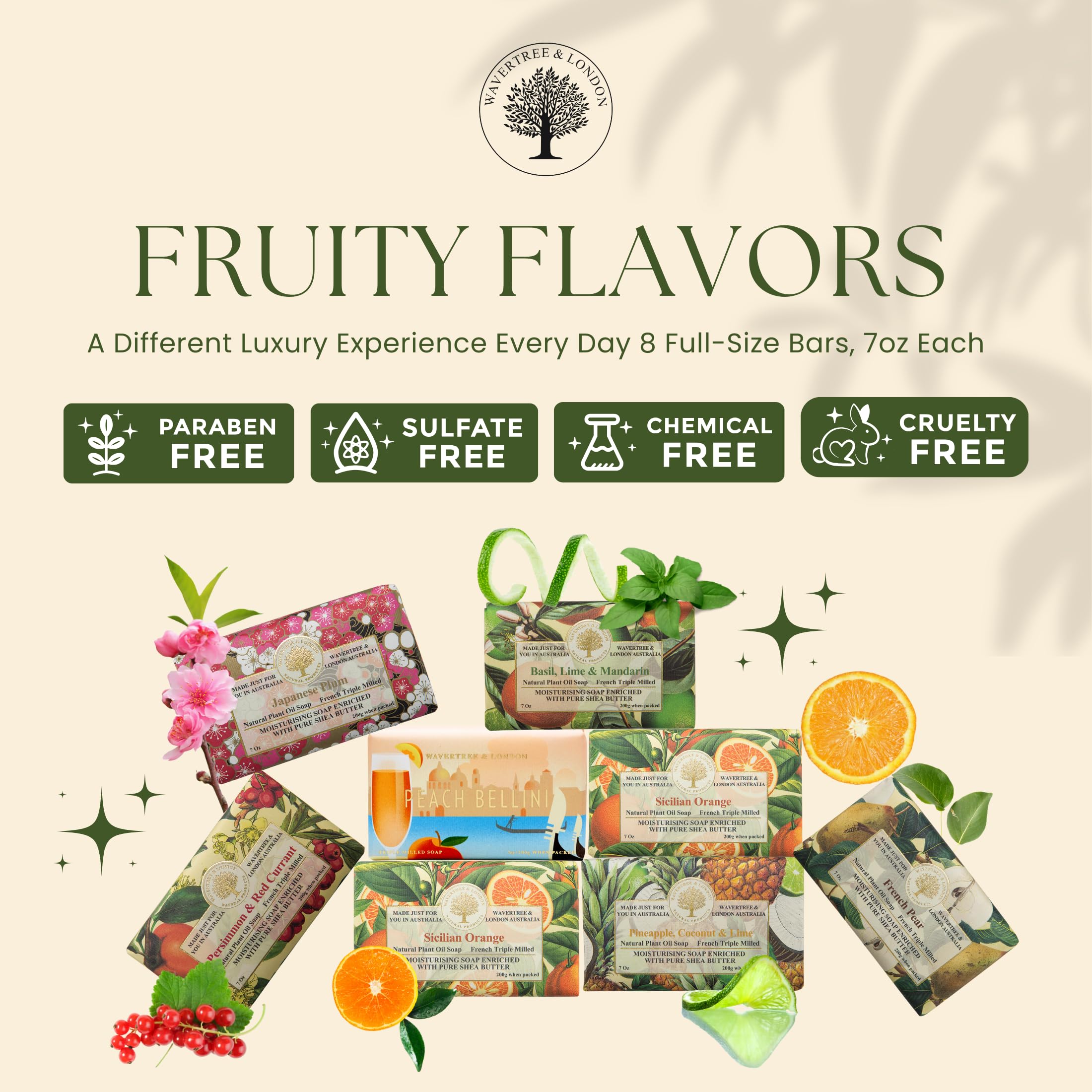Wavertree & London French Pear soap, soft fruit scent for everyday cleansing.