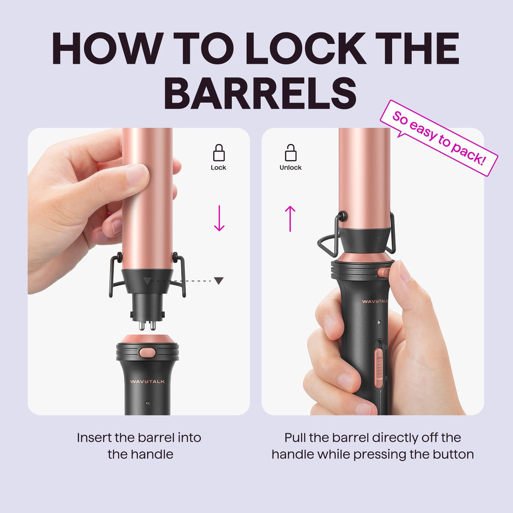 Wavytalk 1-1/4in curling barrel for voluminous beachy curls.