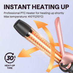 Wavytalk 3-barrel curling wand attached for natural, quick curl creation.
