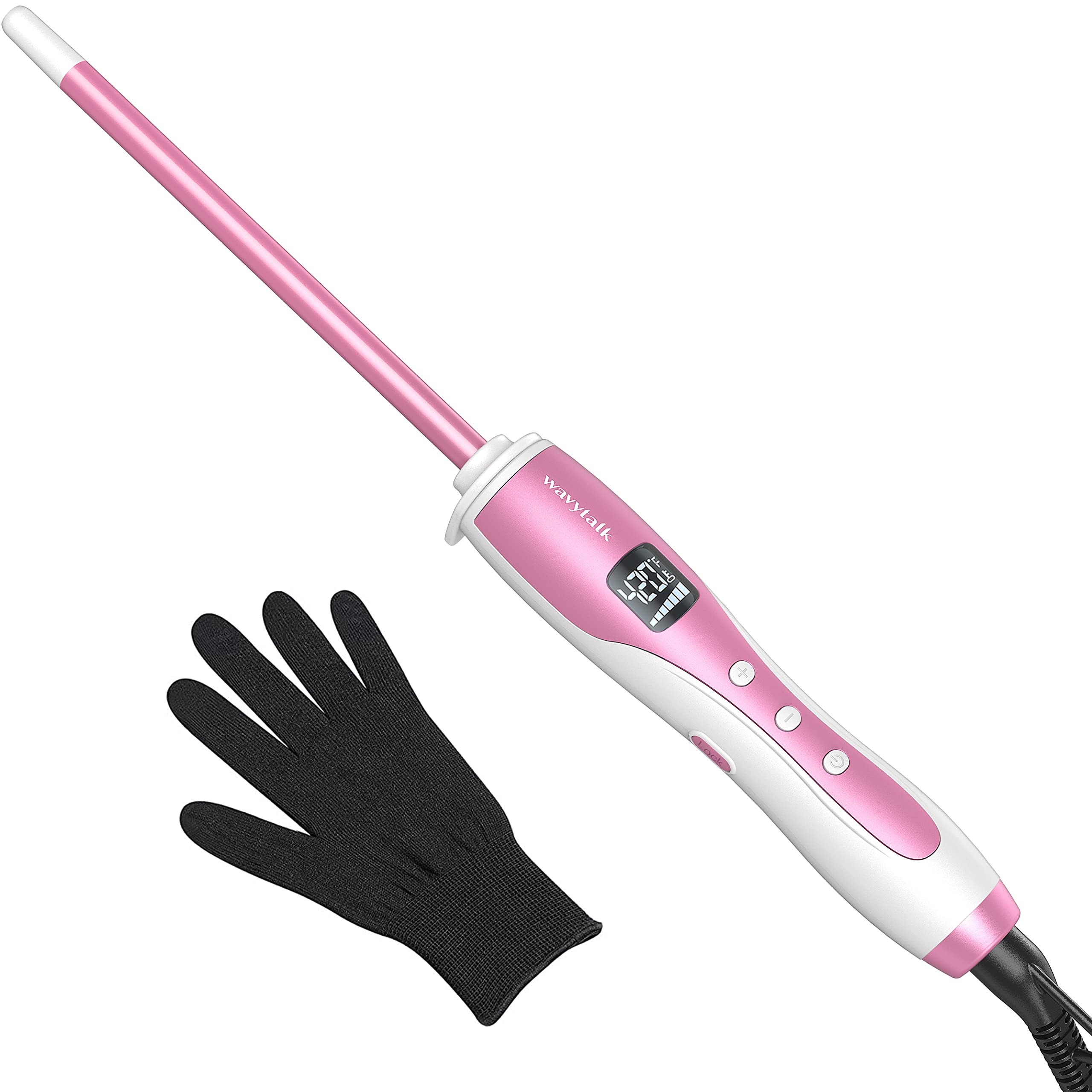 Wavytalk 3/8-inch curling wand in rose pink for fast, salon-worthy curls.