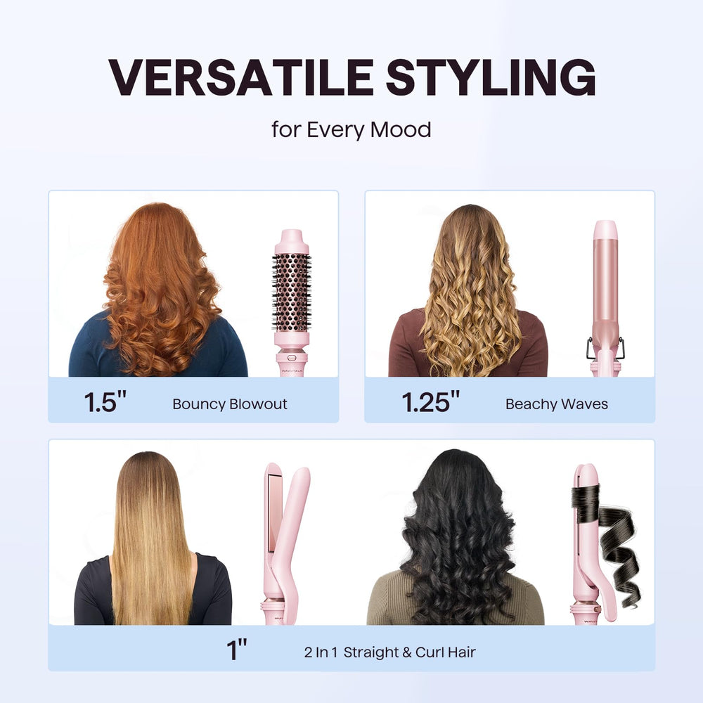 Wavytalk 3in1 curling iron 1.25-inch pink creates defined curls with even heat.