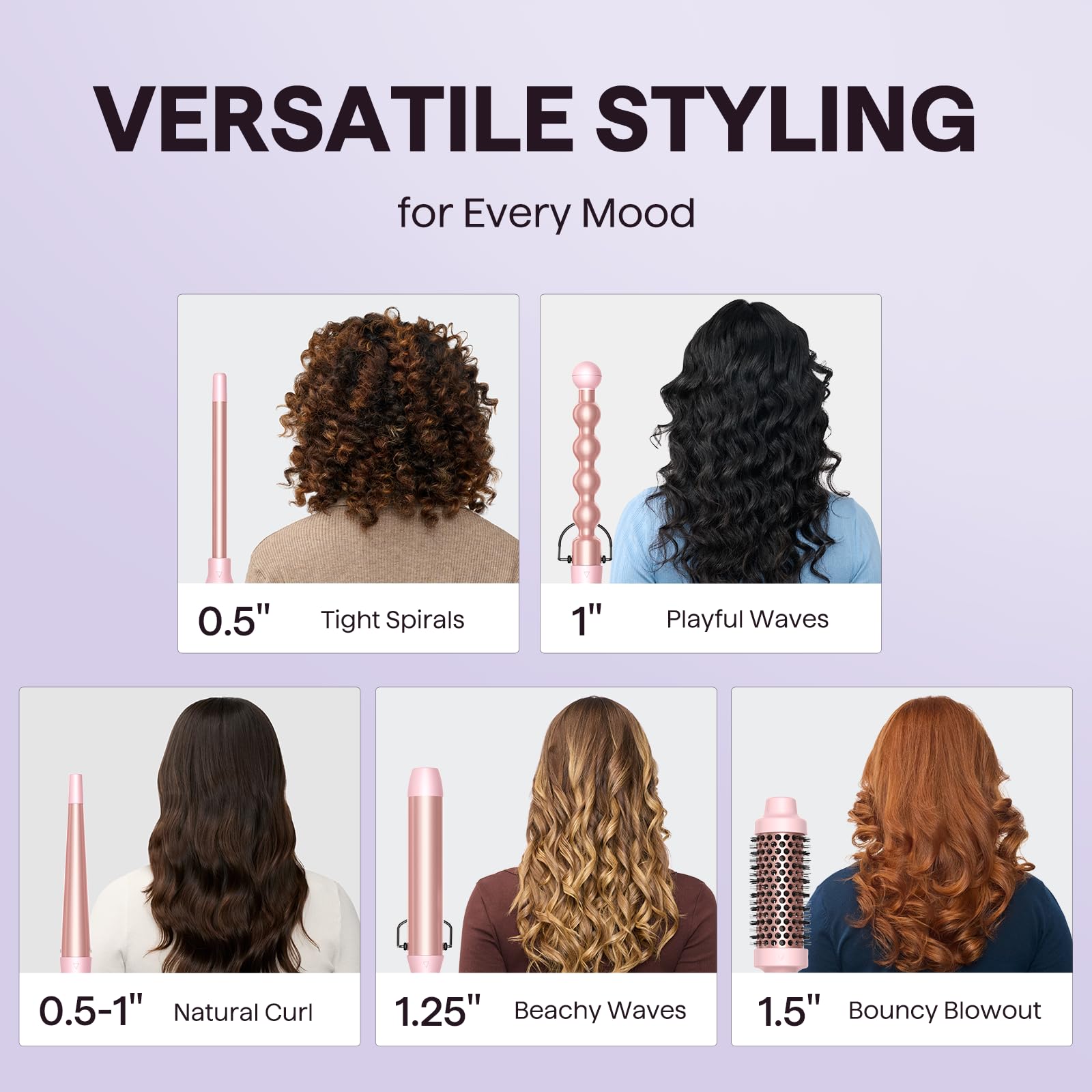 Wavytalk 5in1 small 0.5 inch barrel for tight curls and precise shaping