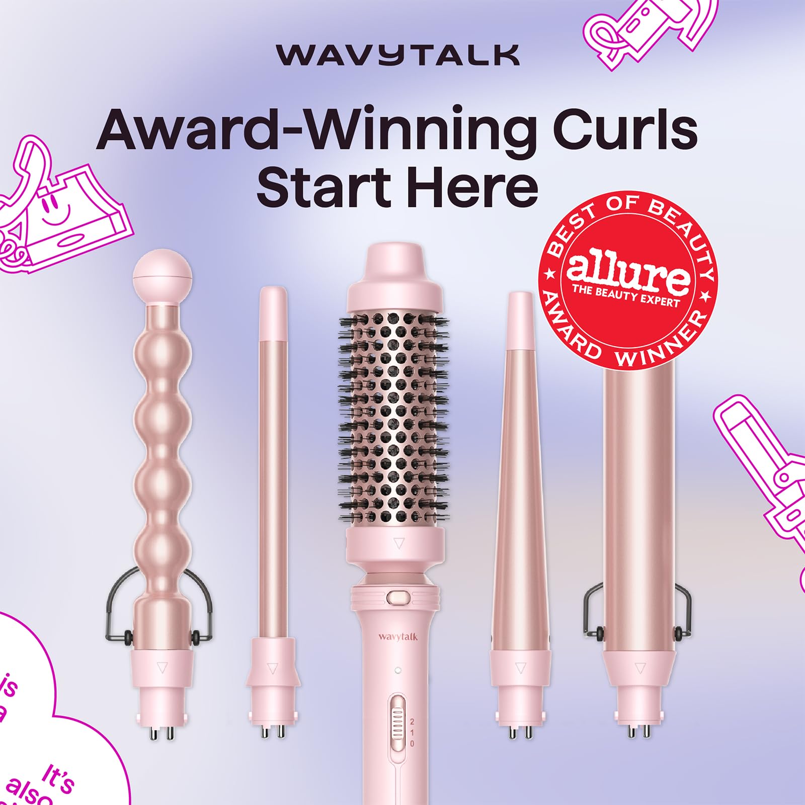 Wavytalk 5in1 tapered 0.5-1 inch barrel blends curls for smooth transitions
