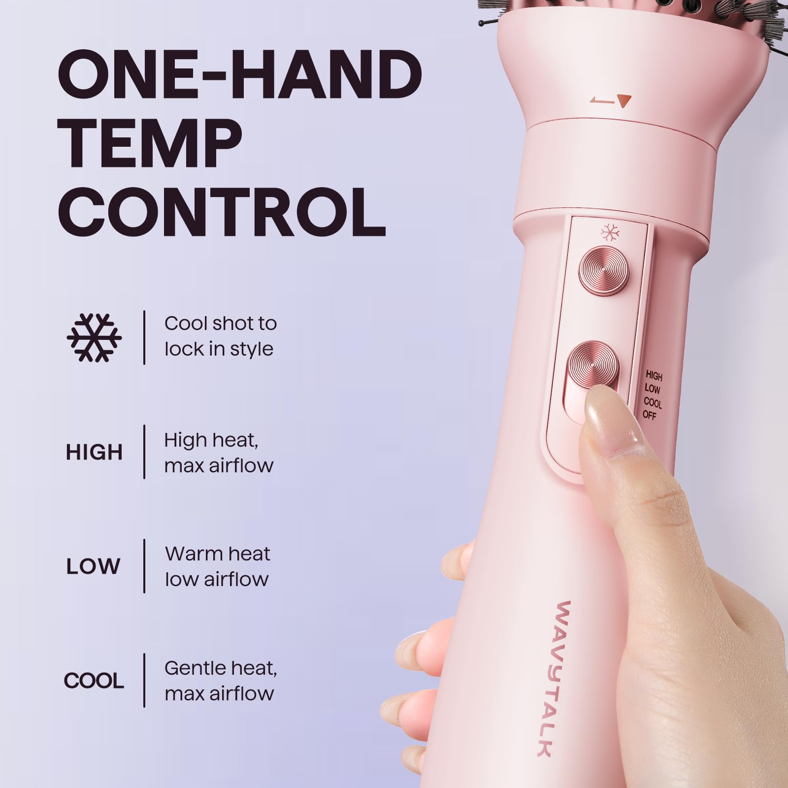 Wavytalk Air Sculpt 5-in-1 pink concentrator nozzle for precise straightening focus.