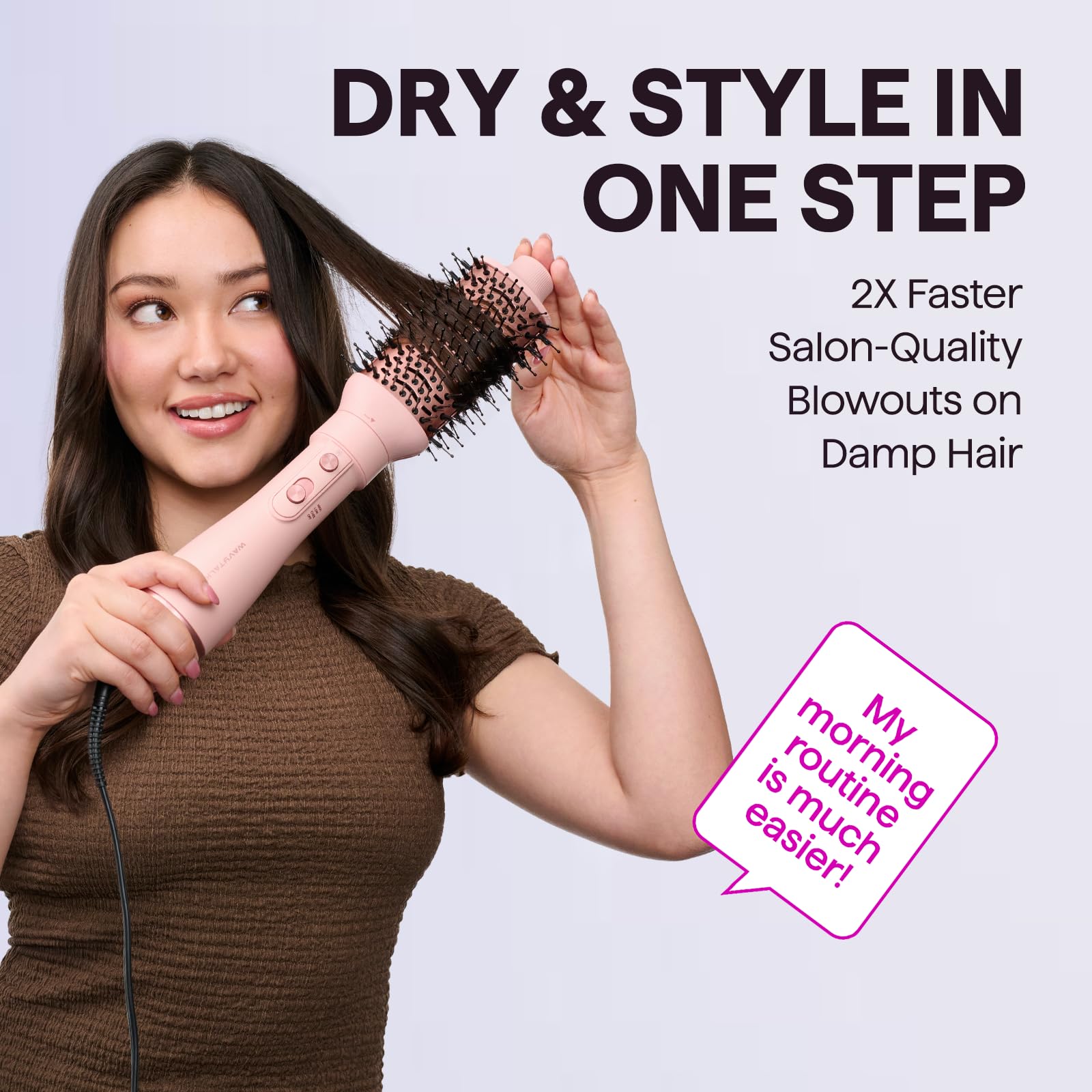 Wavytalk Air Sculpt round thermal brush 1.5-inch for quick, bouncy blowouts.
