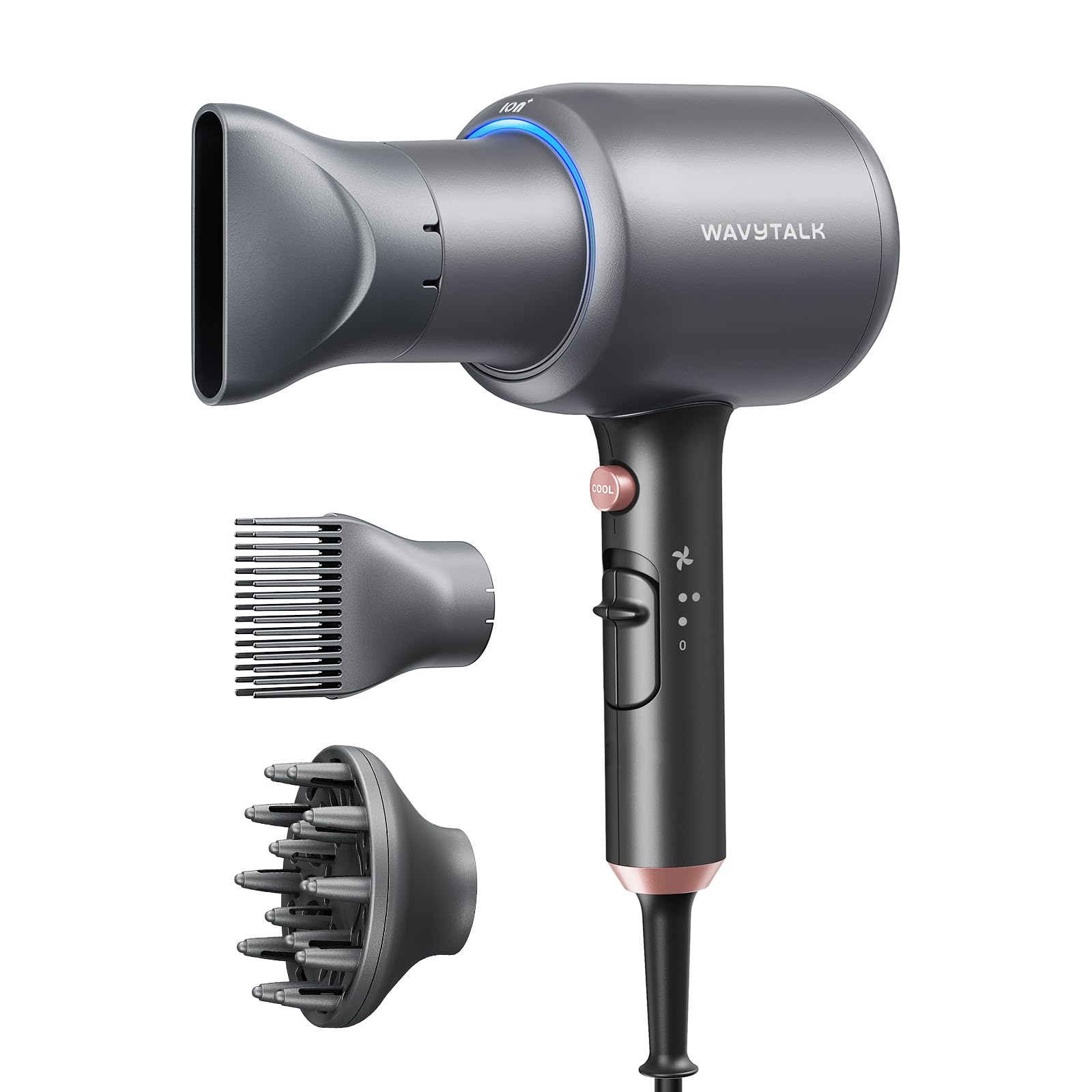 Wavytalk Blow Dryer front view showing sleek design for quick styling