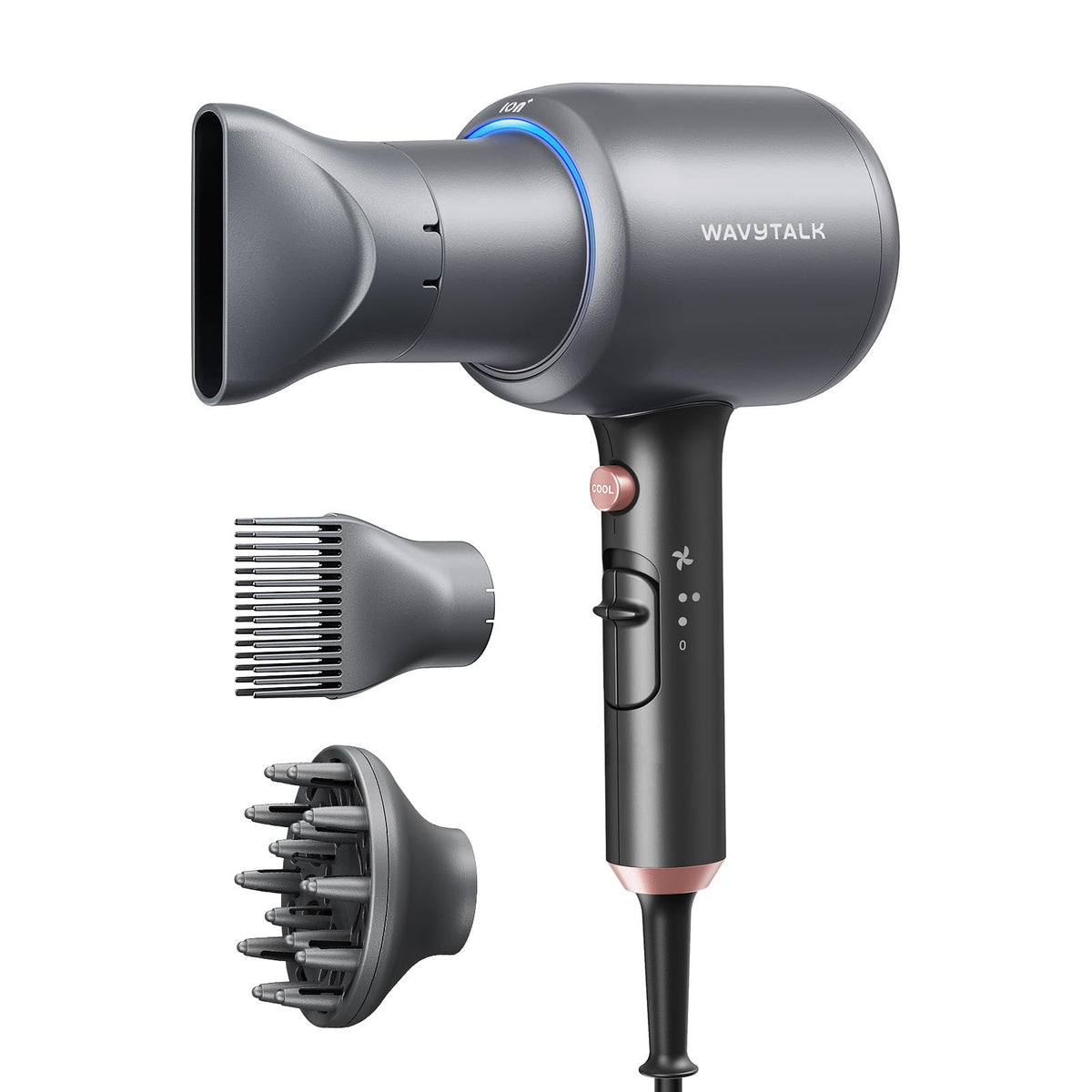 Wavytalk Blow Dryer front view showing sleek design for quick styling