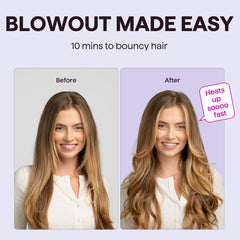 Wavytalk Blowout Boost ceramic tourmaline barrel delivers even heat for smooth, voluminous curls.