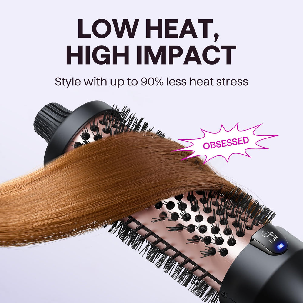 Wavytalk Blowout Boost thermal brush in-use creating salon-worthy waves