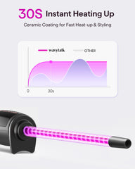 Wavytalk ceramic-barrel close-up shows moisture-sealing coating for shine.