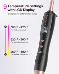 Wavytalk LCD display with temperature settings enables precise styling control.