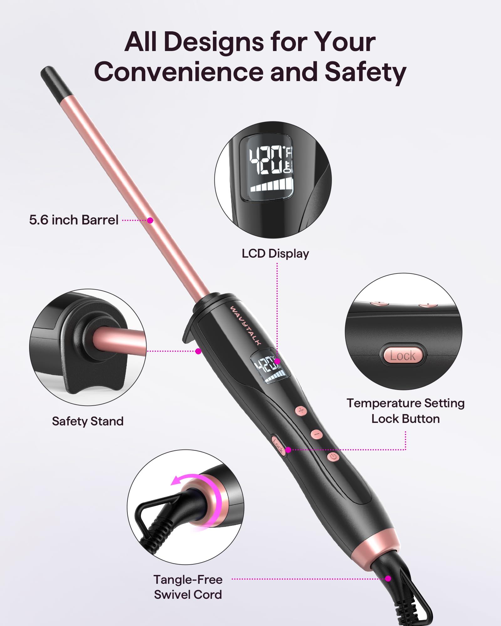 Wavytalk dual voltage 100-240V design for worldwide travel.