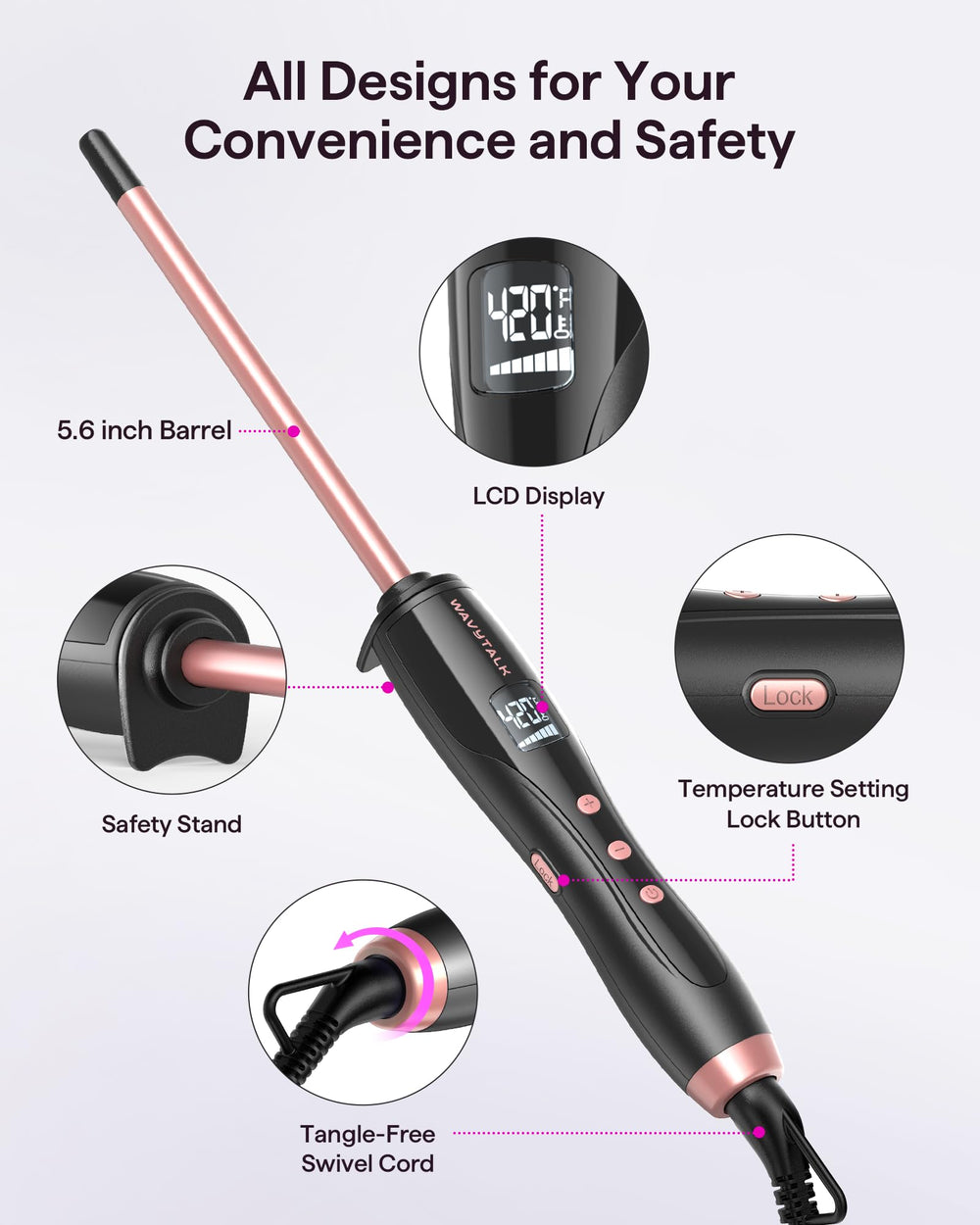 Wavytalk dual voltage 100-240V design for worldwide travel.