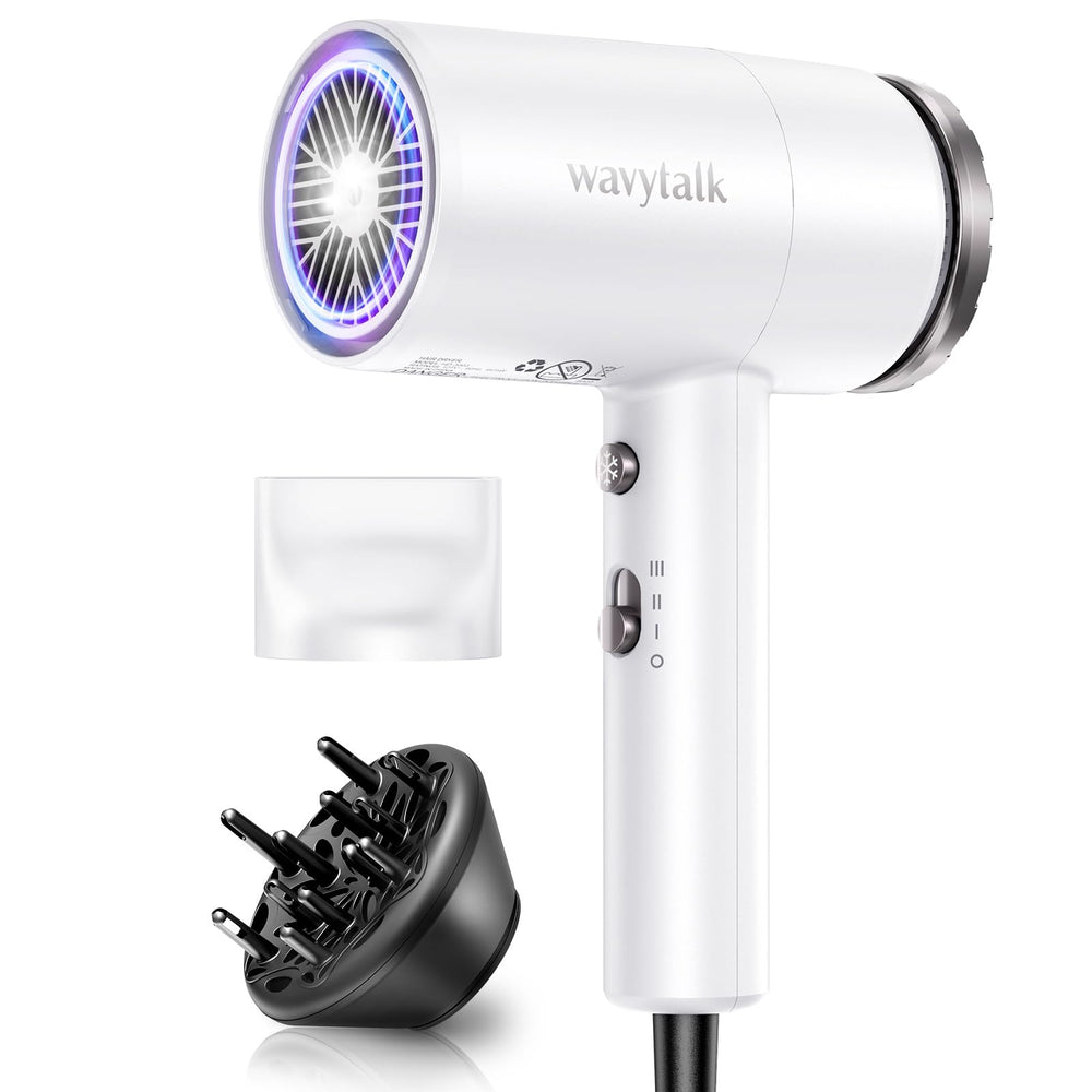 Wavytalk hair dryer 1875W motor for fast drying and frizz control.