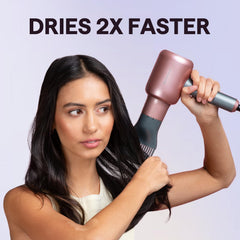 Wavytalk comb attachment in pink smoothing and straightening thick hair.