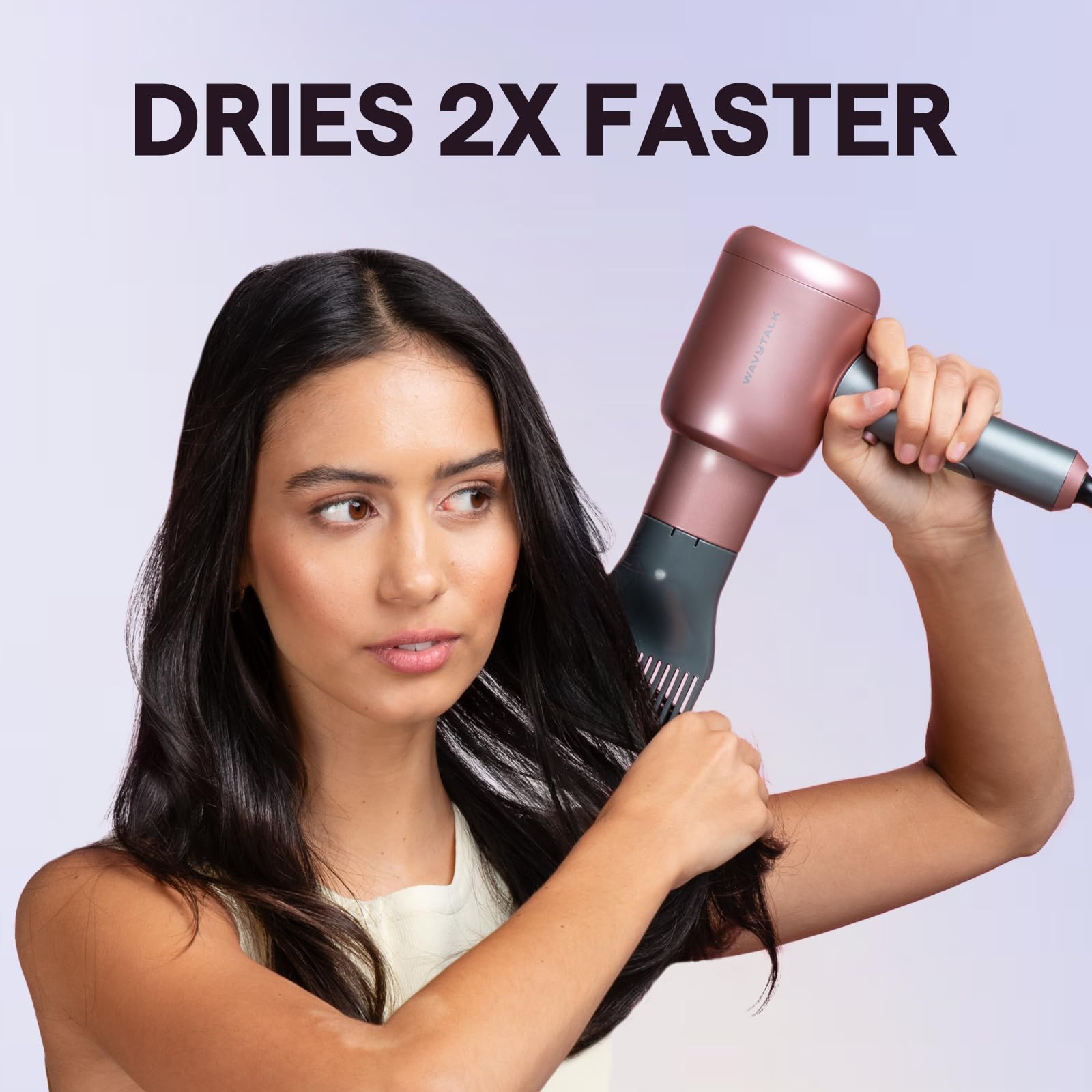 Wavytalk concentrator nozzle focuses airflow for precise styling.