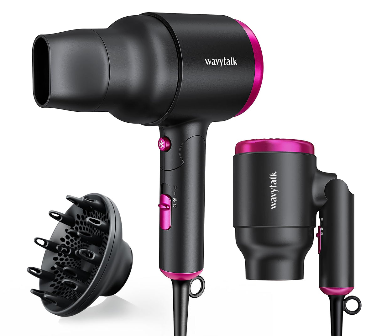 Wavytalk hair dryer with diffuser attachment delivering gentle, even airflow for defined curls