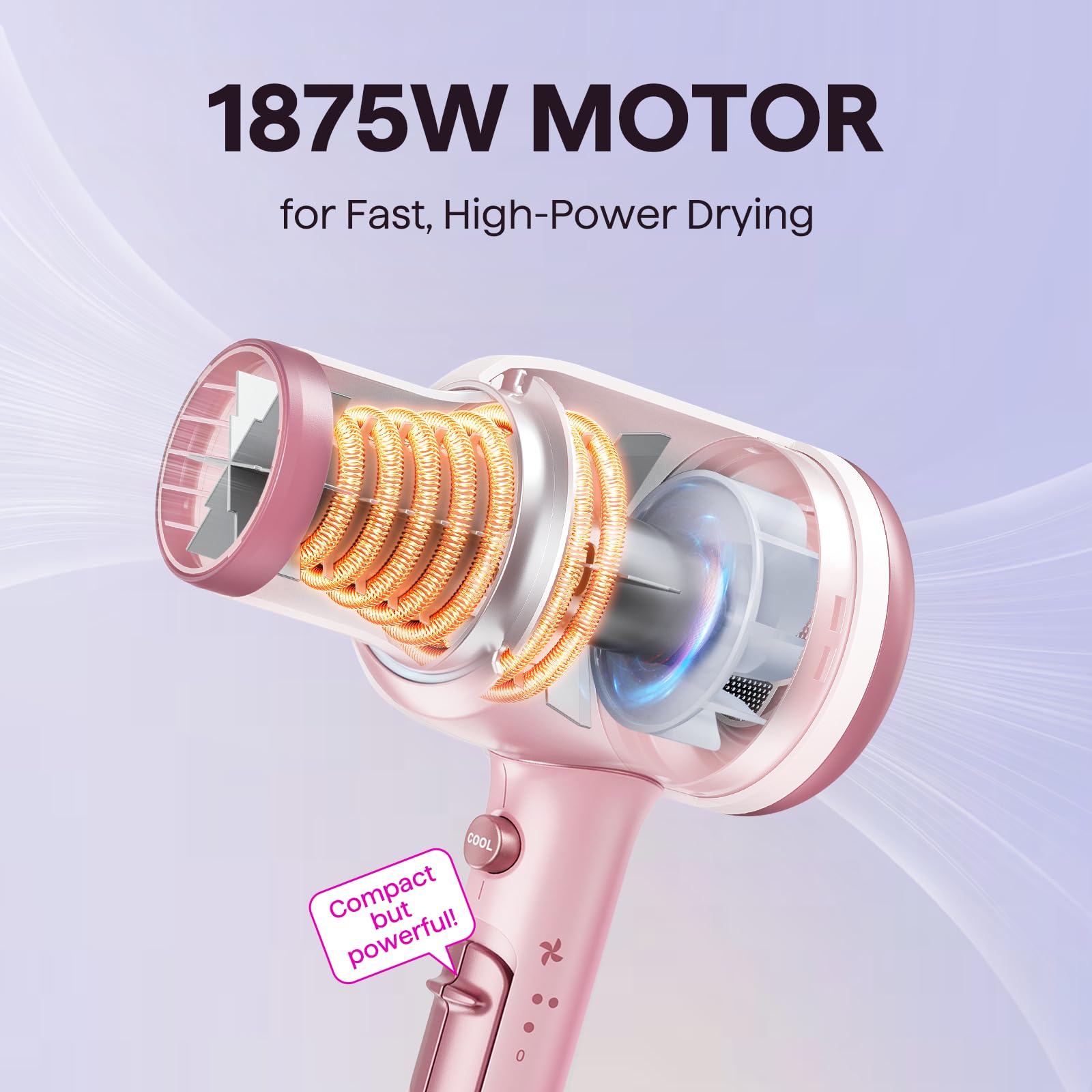 Wavytalk concentrated nozzle in pink delivering precise styling airflow.