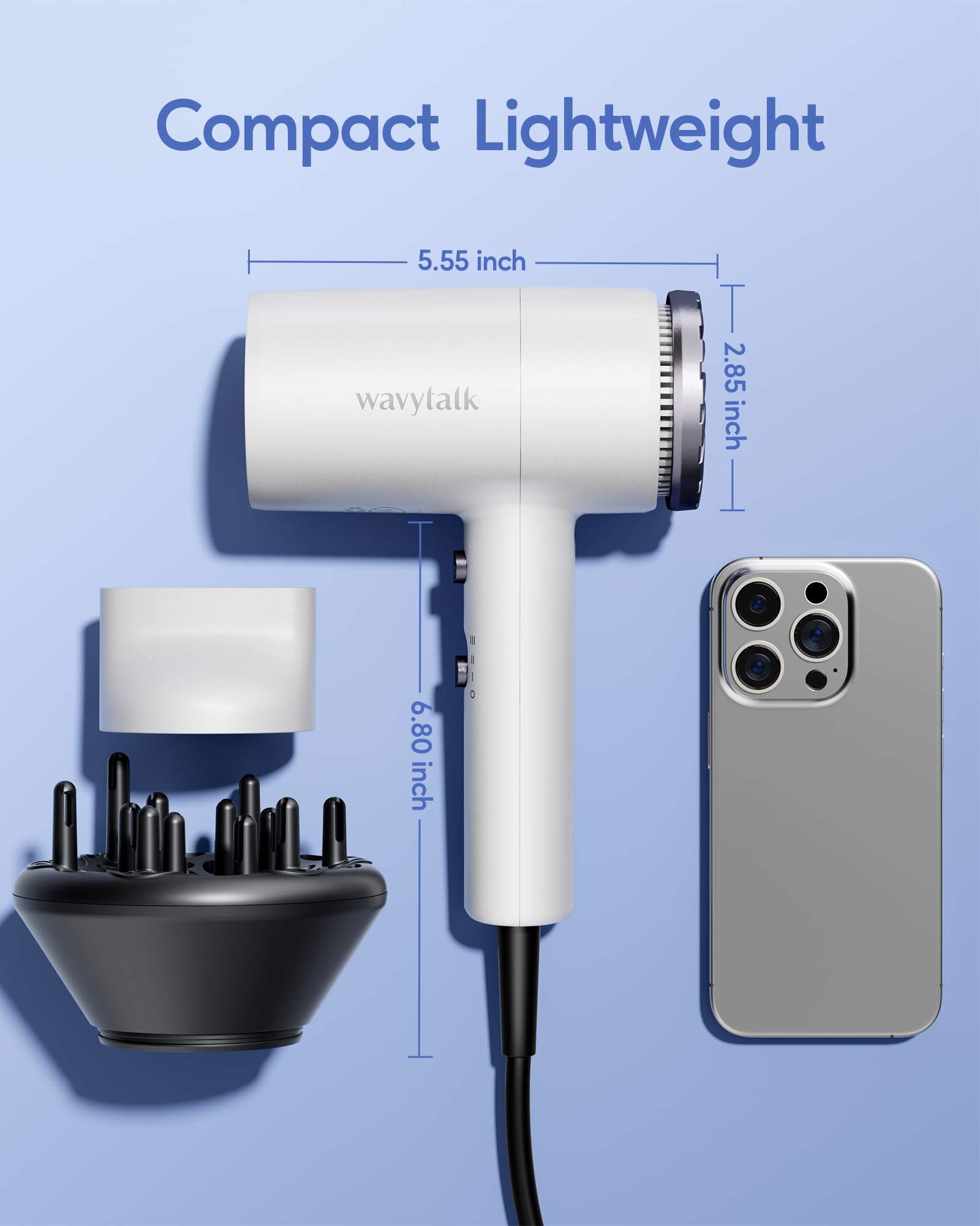 Wavytalk hair dryer white housing for a clean look.