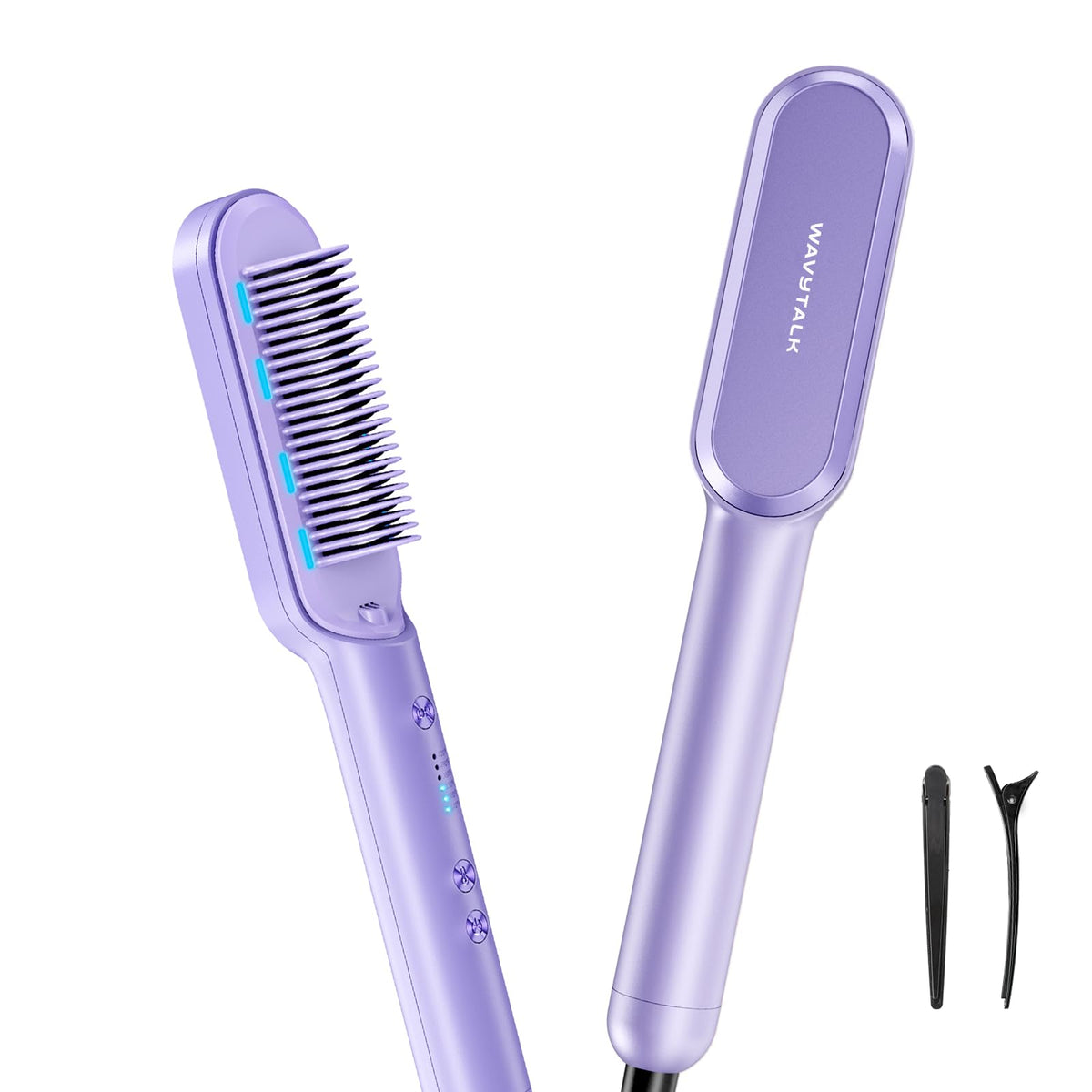 Wavytalk hair straightener brush front view for quick home styling