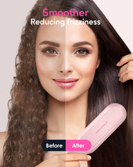 Wavytalk hair straightener brush with ionic smoothing features for frizz control.