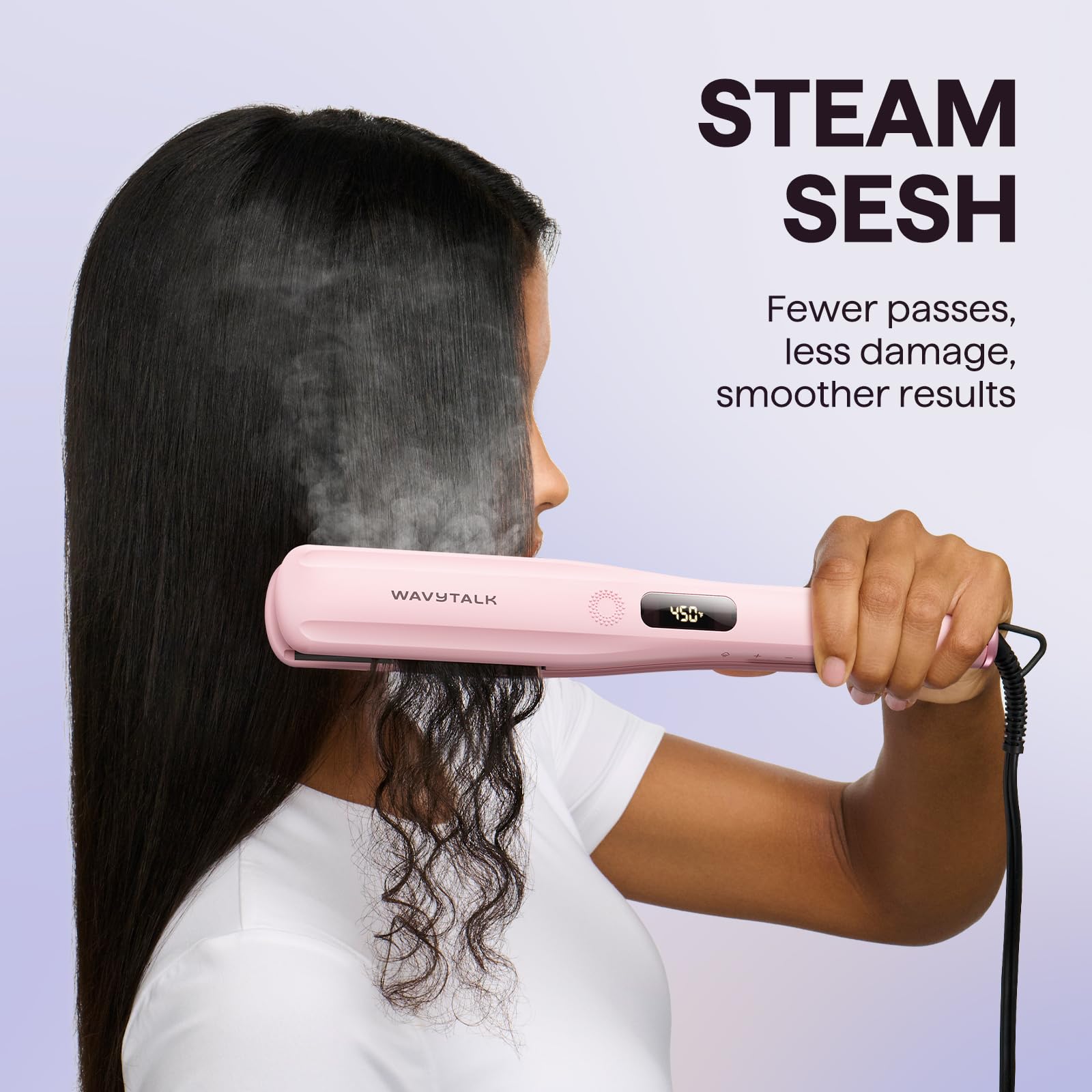 Wavytalk nano titanium plates 1.38-inch ensure even heat and snag-free glide.