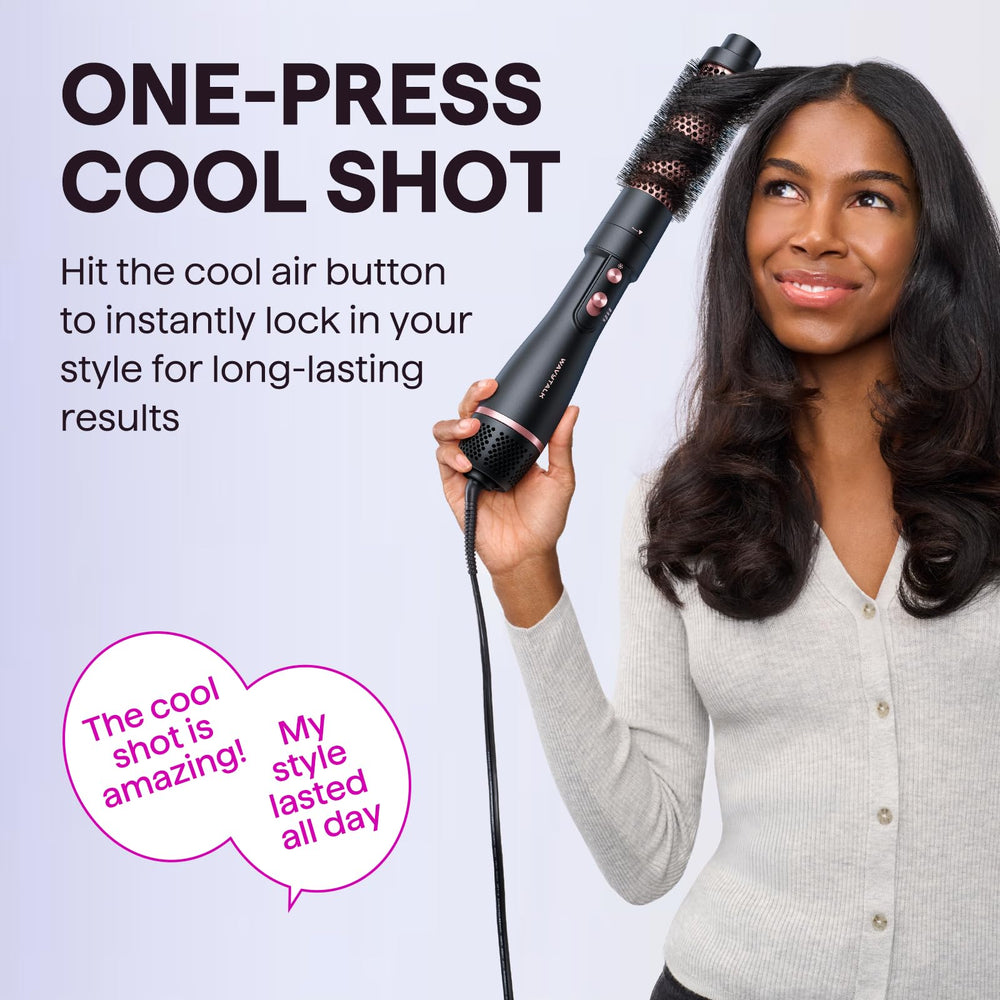 Wavytalk ergonomic one-hand control emphasizes easy thumb-access operation and cool air burst.