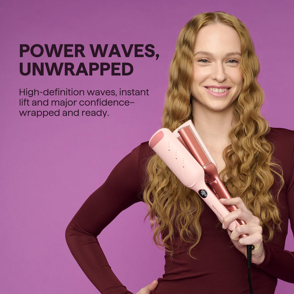 Wavytalk Power Wave wand in use delivering beachy waves with lasting volume.