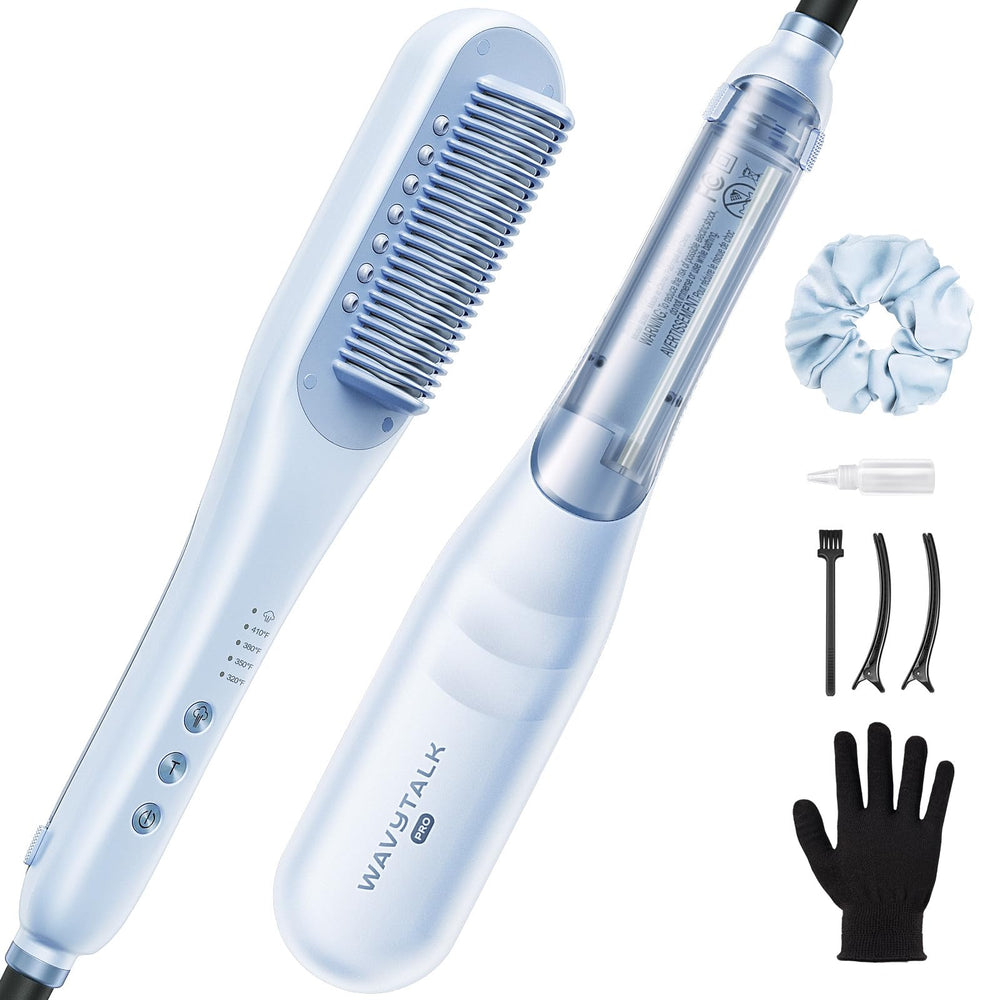 Wavytalk Pro Steam Hair Straightener Brush main view for faster, hydrated styling