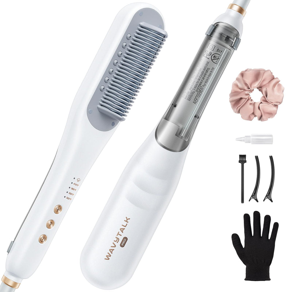 Wavytalk Pro Steam Straightener Brush setup for efficient morning styling.