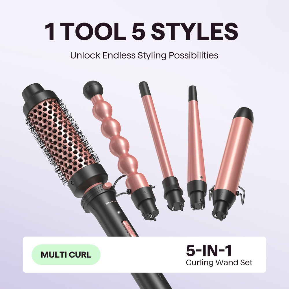 wavytalk rose-gold travel-ready curling wand set for global use.
