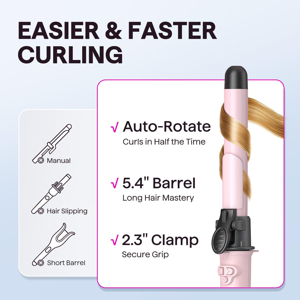 Wavytalk rotating curling iron home button reset enables uninterrupted, consistent curl progress.