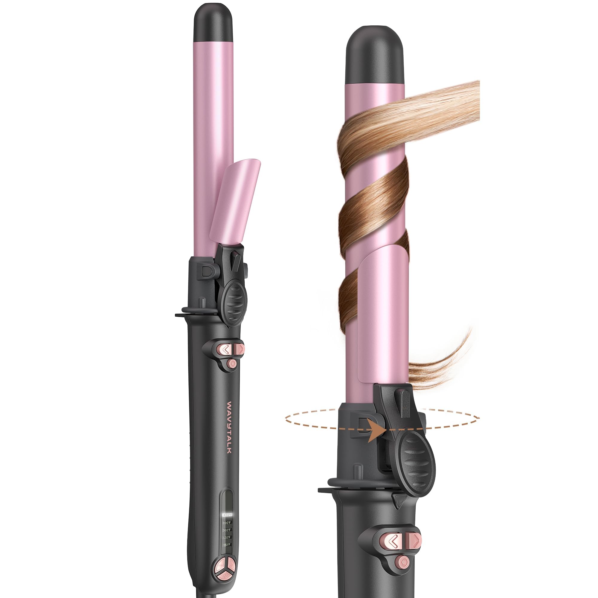 Wavytalk rotating curling iron with quiet motor for effortless waves.