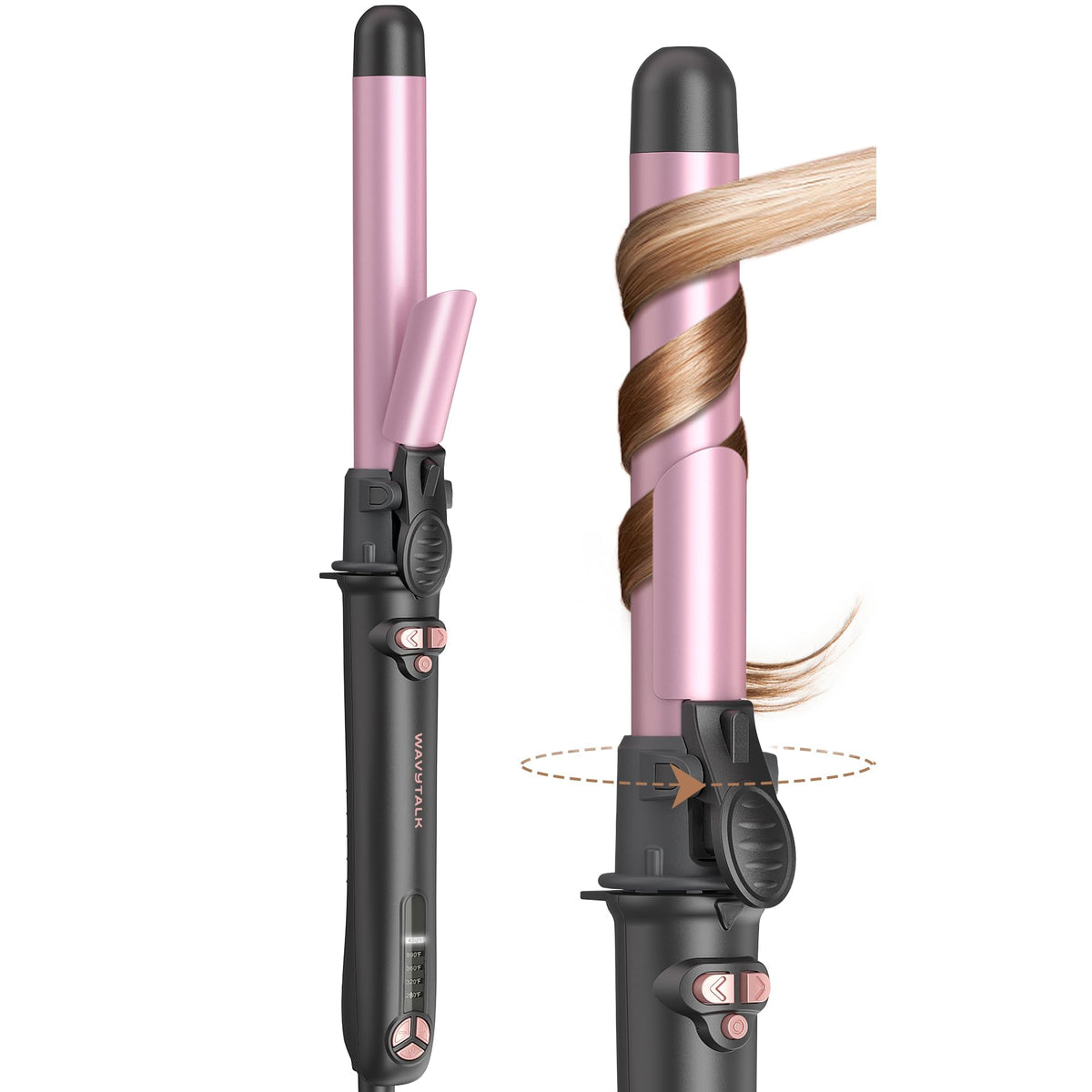 Wavytalk rotating curling iron with quiet motor for effortless waves.
