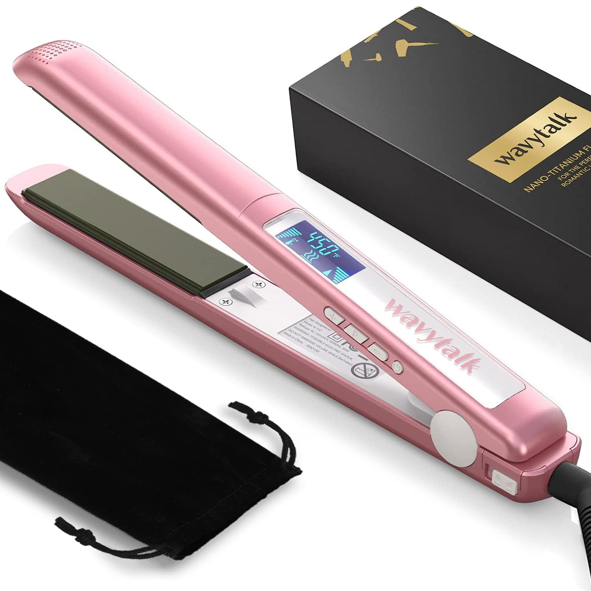 Wavytalk salon flat iron with titanium plates for even heat and smooth results.