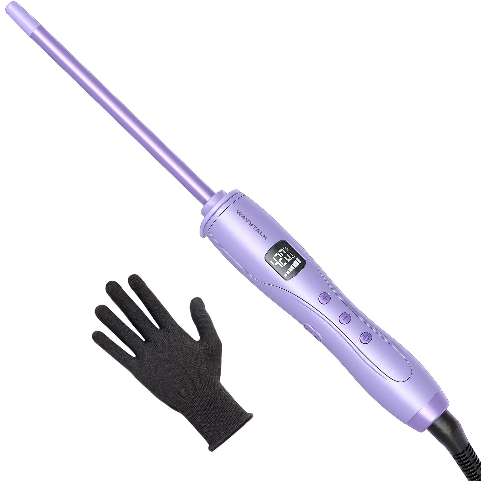 Wavytalk small curling iron with 3/8-inch purple barrel creates quick, shiny curls.